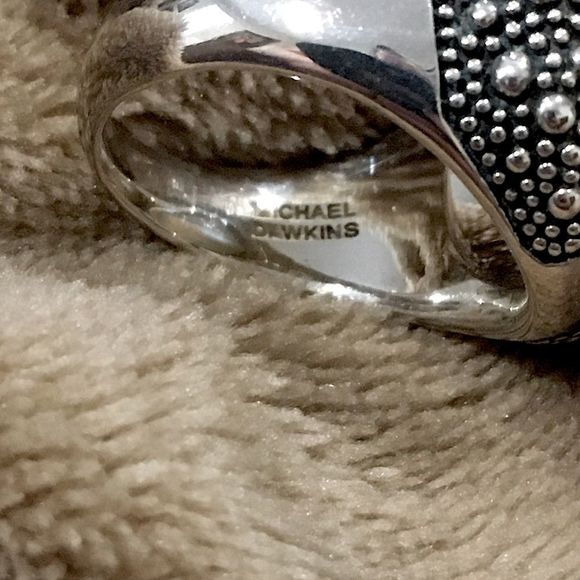 MICHAEL DAWKINS Starry Night Sterling Silver Mother of Pearl Doublet Ring 8-3/4 - Picture 7 of 14